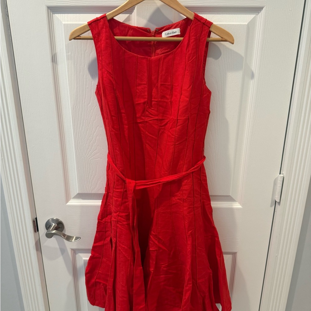 Calvin Klein Red Fit and Flare Midi Dress